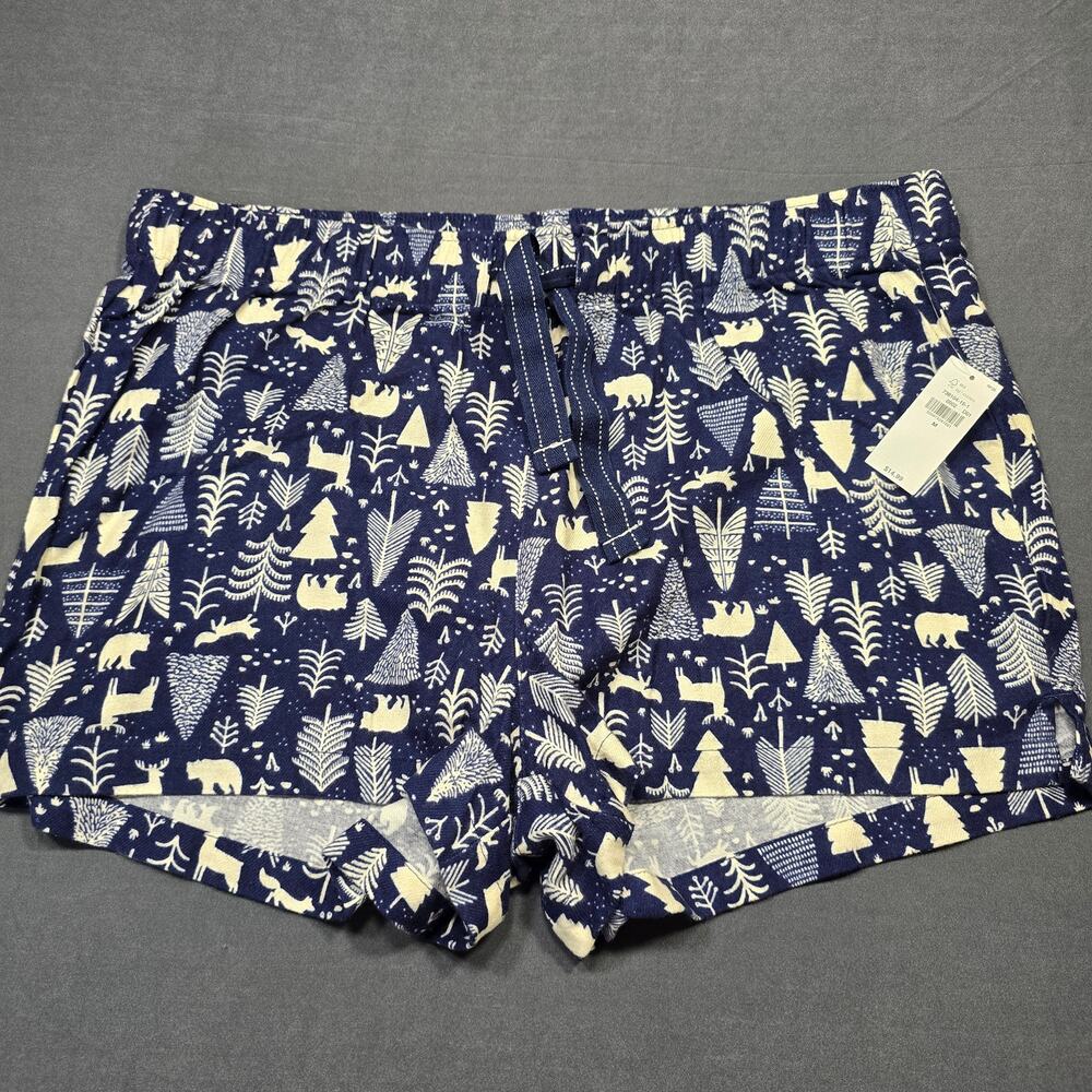 Old Navy Blue Flannel Pajama Sleep Shorts NEW Women M Winter Christmas Holiday